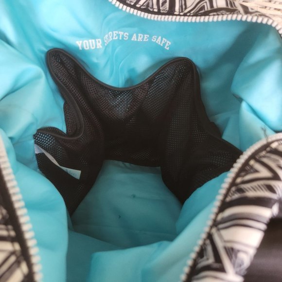 Ivivva Lululemon Black White Turquoise Geometric Design Tote Bag Weekender - Picture 11 of 12